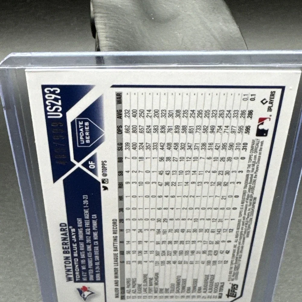 2023 Topps Update Wynton Bernard Blue Foil RC #US293 Serial Numbered 489/999